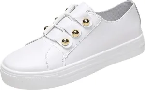 Lausiuoe Sneakers For Women Wide Width Size 10 Women's Canvas Shoes Low Cut Sneaker Casual Walking Shoes Classic Fall Fashion Lightweight Soft Comfort Breathable Slip On Flat Loafers White