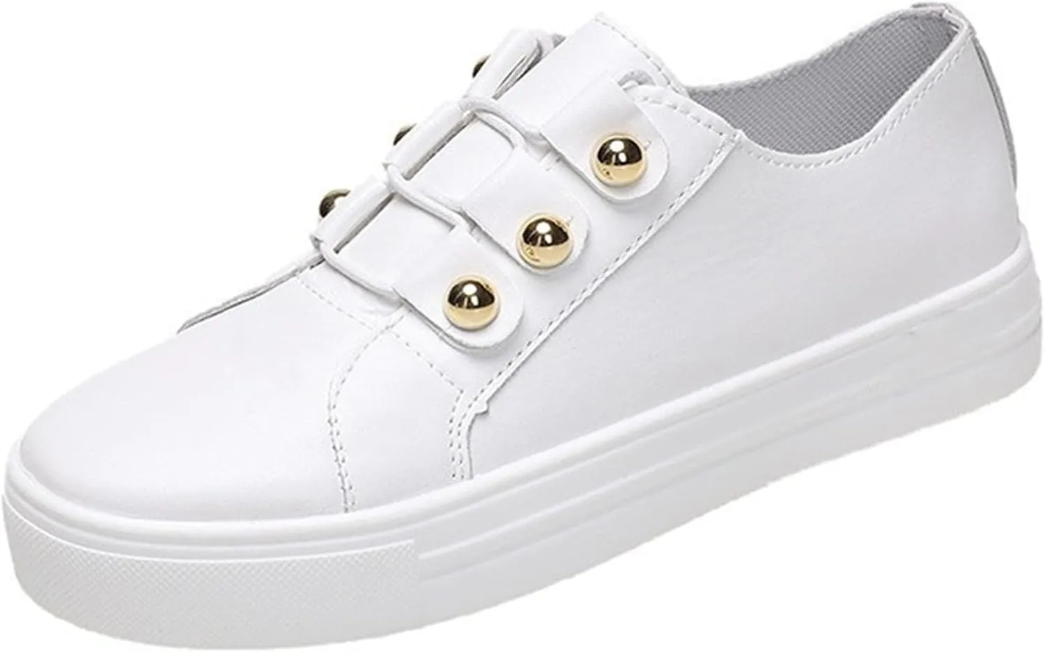 Lausiuoe Sneakers For Women Wide Width Size 10 Women's Canvas Shoes Low Cut Sneaker Casual Walking Shoes Classic Fall Fashion Lightweight Soft Comfort Breathable Slip On Flat Loafers White
