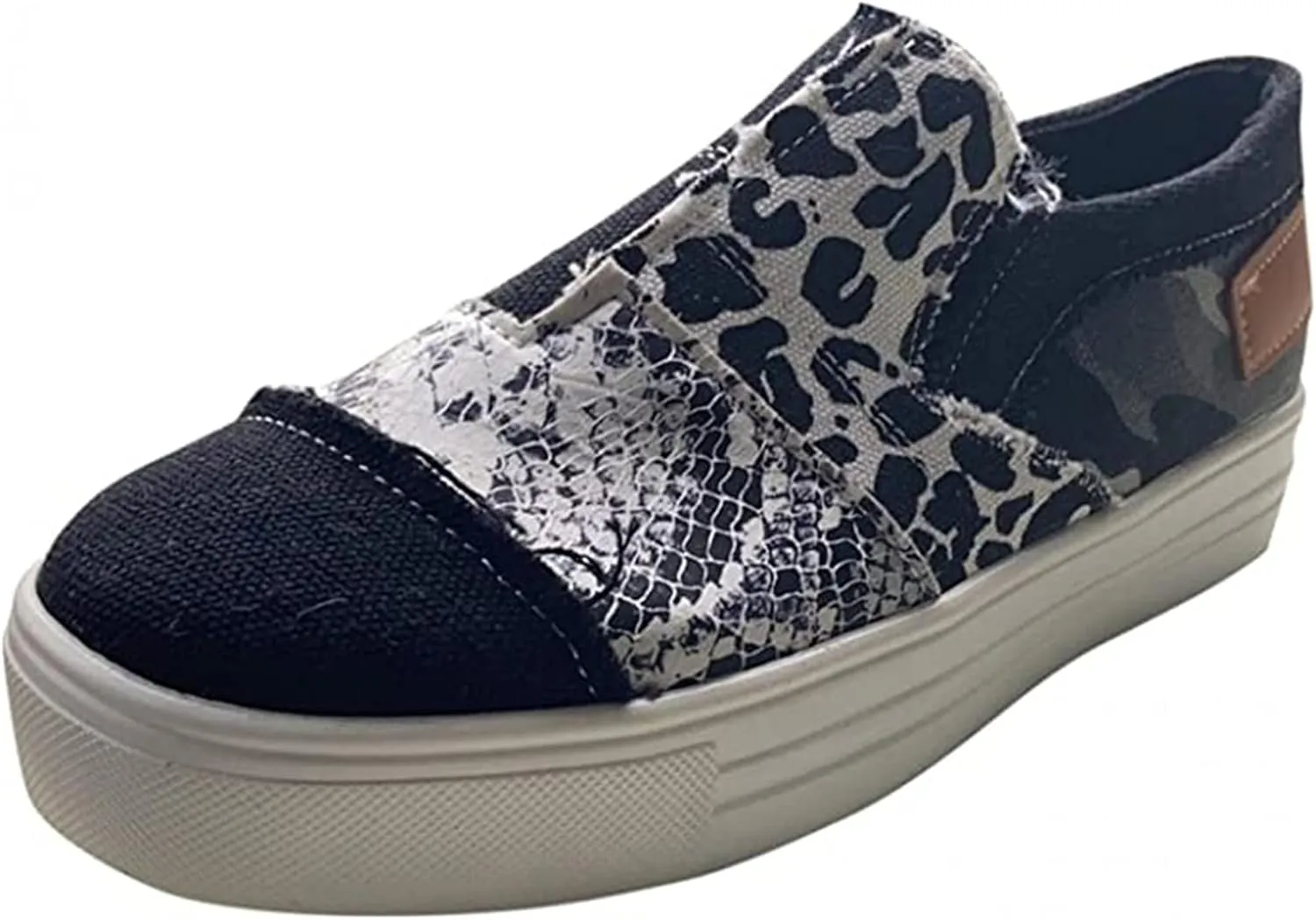 Lausiuoe Women's Fashion Sneakers Slip On Low Top Canvas Shoes Casual Soft Lightweight Comfortable Walking Flat Loafers