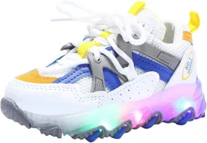 LED Light Up Sneakers Breathable Sport Casual Girls Boys Shoes Adjustable Strap Flashing for Toddler/Little Kid (Blue, 11 Little Kid)