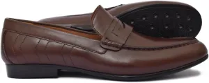 Luxury Handmade Brown Plain Leather Causal Side Stich Design Loafers