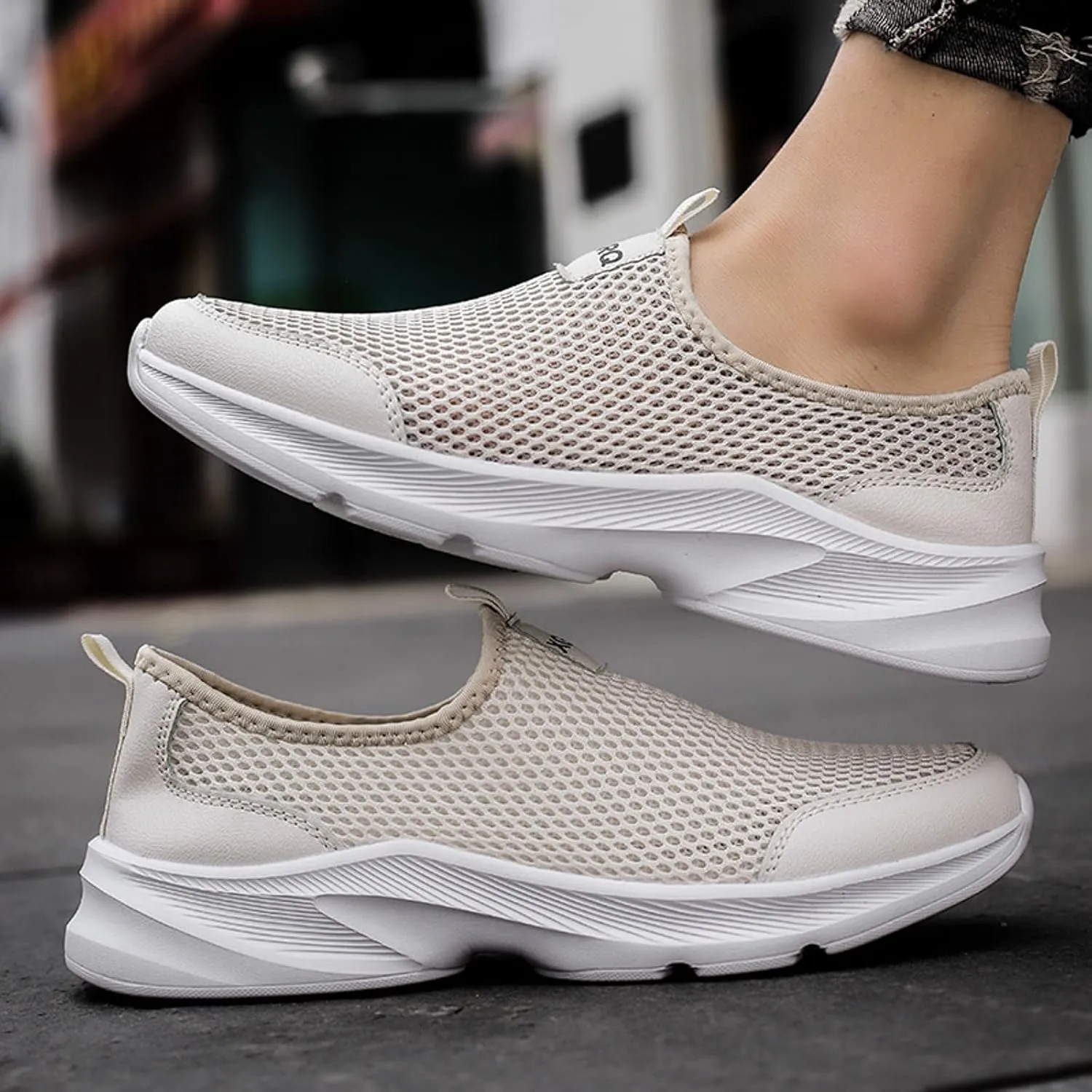 Memory Foam Versatile Shoes for Men Breathable Casual Comfortable Walking Sneaker Soft Flat Soled Elderly Shoes