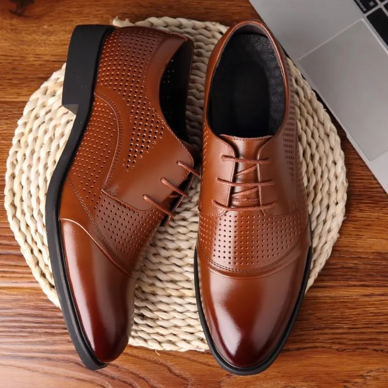 Men Business Formal Dress Shoes Breathable Fashion Oxford Shoes Leather Shoes Lace-Up Black Men's Comfort Orthopedic Dress Shoes