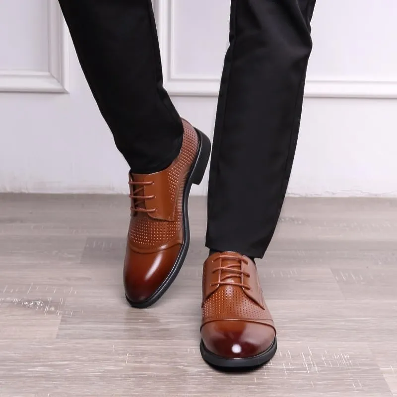 Men Business Formal Dress Shoes Breathable Fashion Oxford Shoes Leather Shoes Lace-Up Black Men's Comfort Orthopedic Dress Shoes