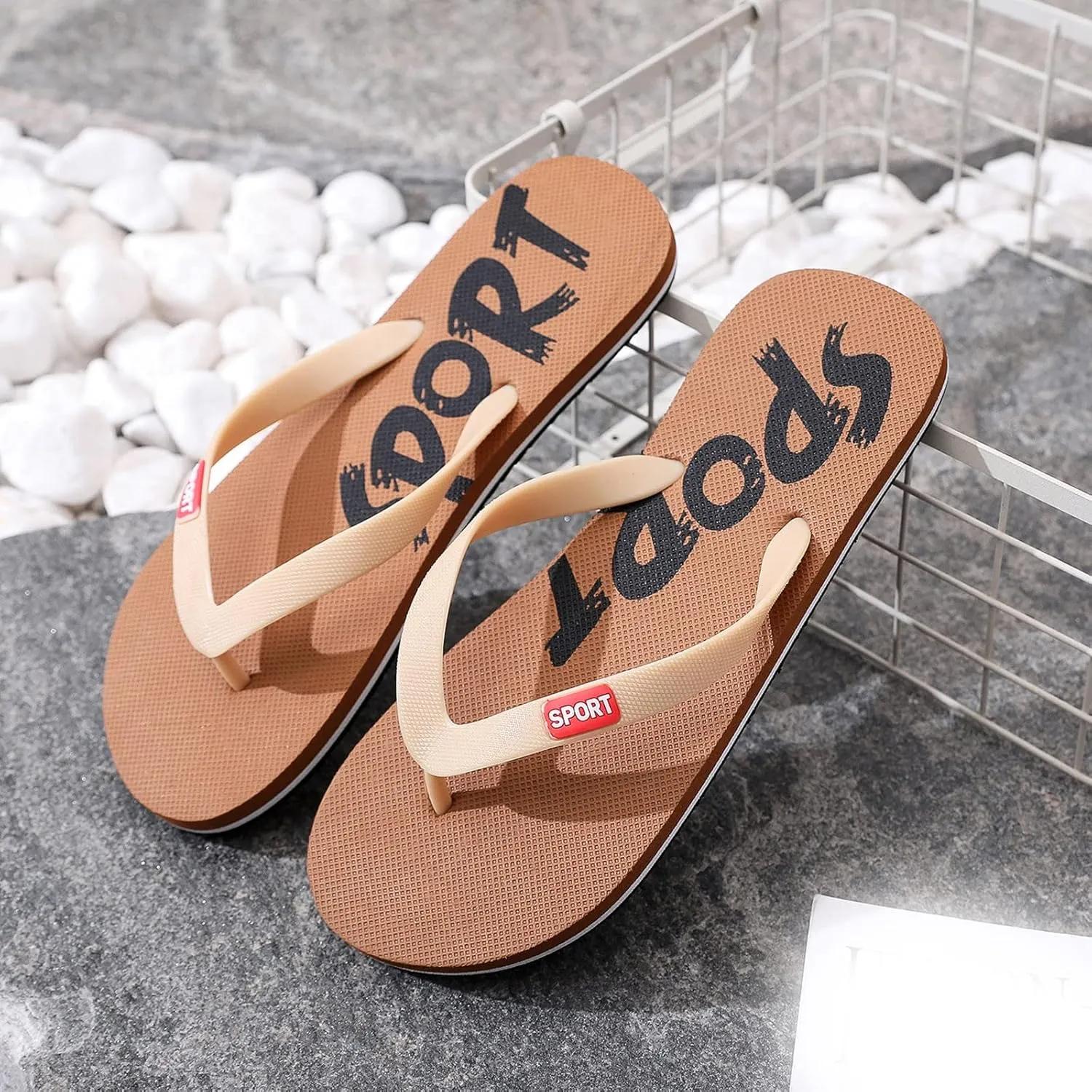 Men Shoes Flat Herringbone Slippers Fashion Casual Beach Casual Sandals Flip Flops Rubber Men