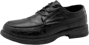 Men's Breathable Dress Casual Business Oxford Shoes for Men, Thick Sole Versatile Leather Shoes for Work & School, Comfortable Dress Sneakers