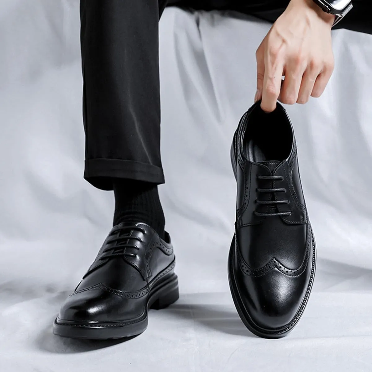 Mens Brogues Classic Oxfords Dress Shoes Formal Business Fashoin Wedding Derby Lace Up Shoes for Men