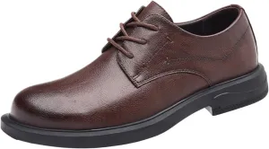 Men's Business Casual Leather Oxfords, Wide Toe Dress Shoes for Men, Easy Lace-Up Breathable Comfort Ideal for Work