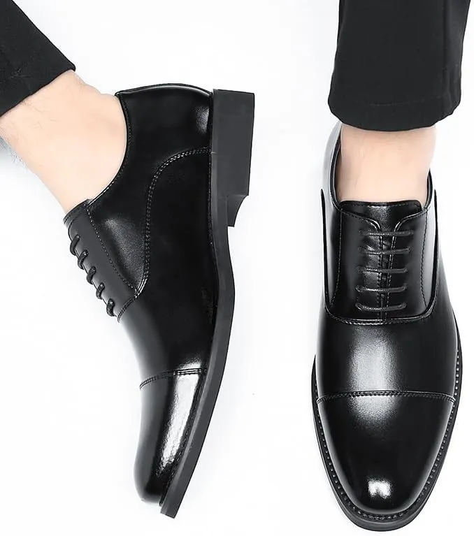 Men's Casual Business Formal Oxford Classic Men Leather Dress Shoes Comfortable Lace Up Derby Shoes