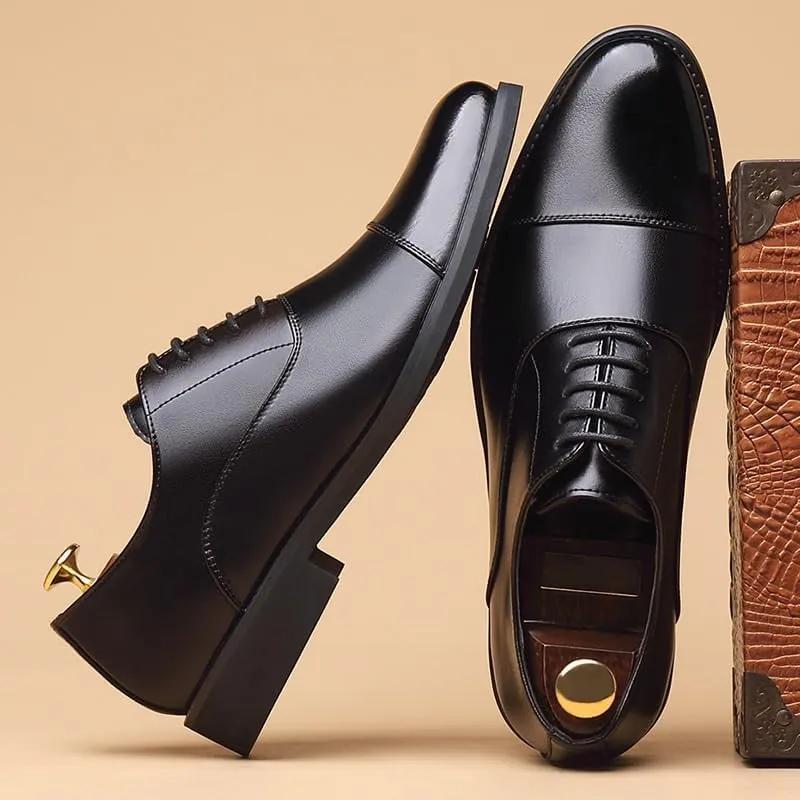 Men's Casual Business Formal Oxford Classic Men Leather Dress Shoes Comfortable Lace Up Derby Shoes
