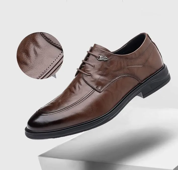 Men's Casual Business Oxford Genuine Leather Lace-Up Derby Shoes Comfortable Dress Shoes for Men