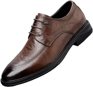Men's Casual Business Oxford Genuine Leather Lace-Up Derby Shoes Comfortable Dress Shoes for Men