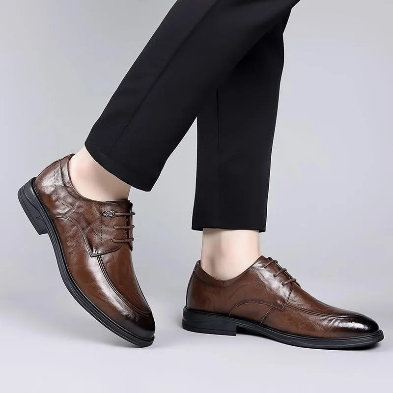 Men's Casual Business Oxford Genuine Leather Lace-Up Derby Shoes Comfortable Dress Shoes for Men