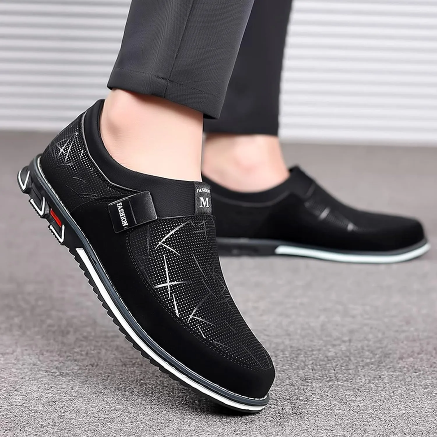 Mens Casual Formal Shoes Comfortable Non Slip Flat Walking Leather Shoes Slip on Business Formal Shoe Fashionable Dress Footwear Man Durable Work Office Shoe for Man Modern Suit Oxfords
