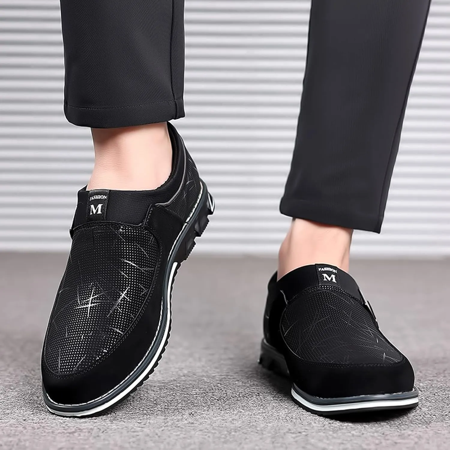 Mens Casual Formal Shoes Comfortable Non Slip Flat Walking Leather Shoes Slip on Business Formal Shoe Fashionable Dress Footwear Man Durable Work Office Shoe for Man Modern Suit Oxfords
