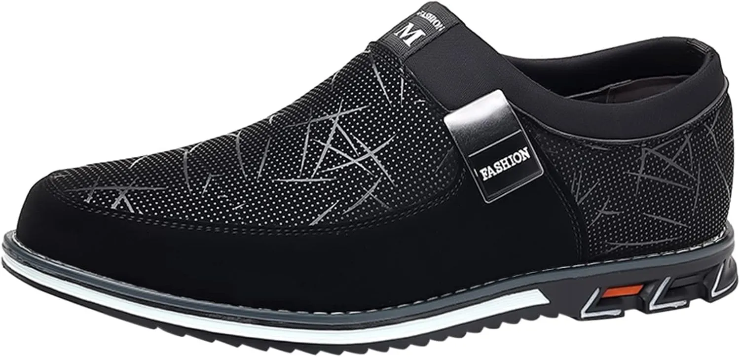 Mens Casual Formal Shoes Comfortable Non Slip Flat Walking Leather Shoes Slip on Business Formal Shoe Fashionable Dress Footwear Man Durable Work Office Shoe for Man Modern Suit Oxfords