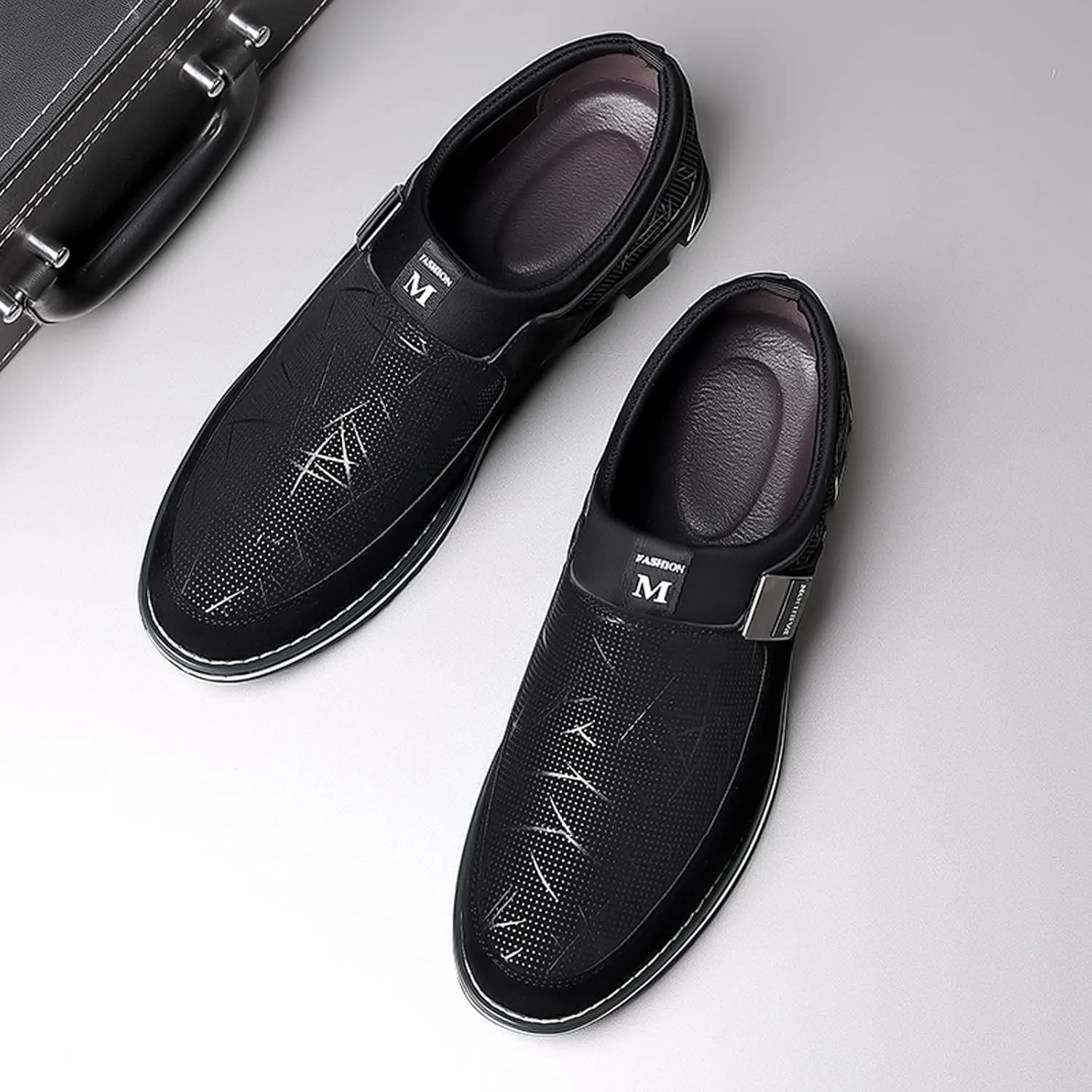 Mens Casual Formal Shoes Comfortable Non Slip Flat Walking Leather Shoes Slip on Business Formal Shoe Fashionable Dress Footwear Man Durable Work Office Shoe for Man Modern Suit Oxfords