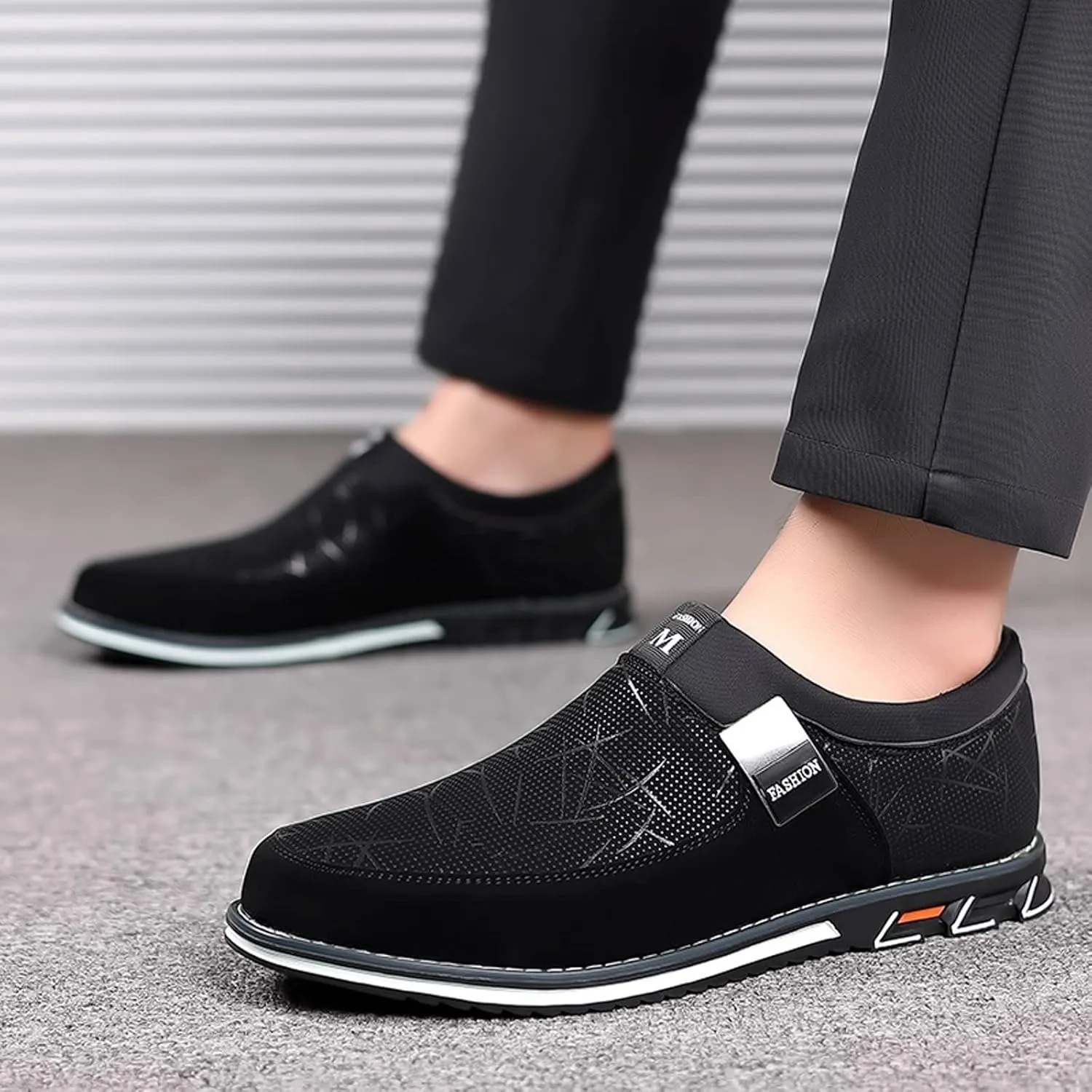 Mens Casual Formal Shoes Comfortable Non Slip Flat Walking Leather Shoes Slip on Business Formal Shoe Fashionable Dress Footwear Man Durable Work Office Shoe for Man Modern Suit Oxfords