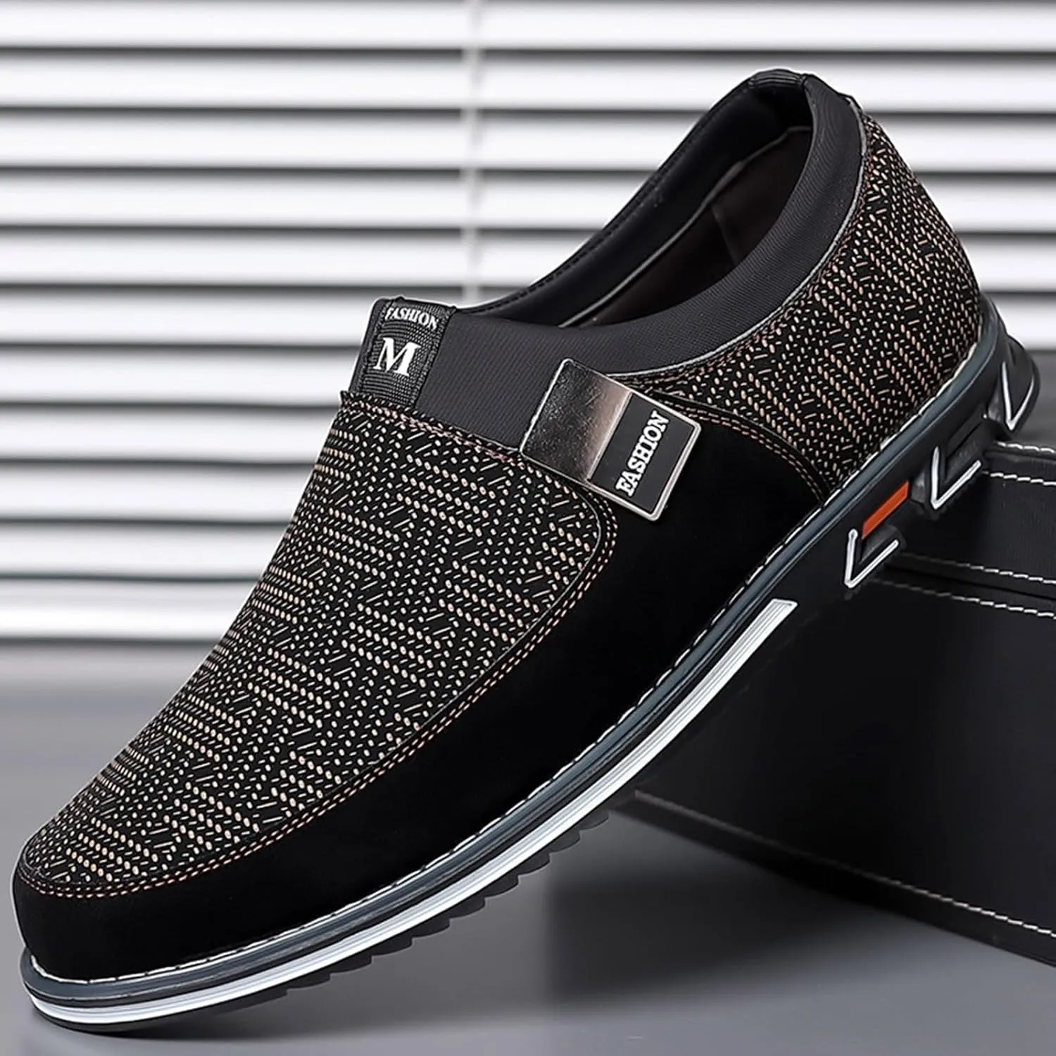 Mens Casual Formal Shoes Comfortable Non Slip Flat Walking Leather Shoes Slip on Business Formal Shoe Fashionable Dress Footwear Man Durable Work Office Shoe for Man Modern Suit Sneaker