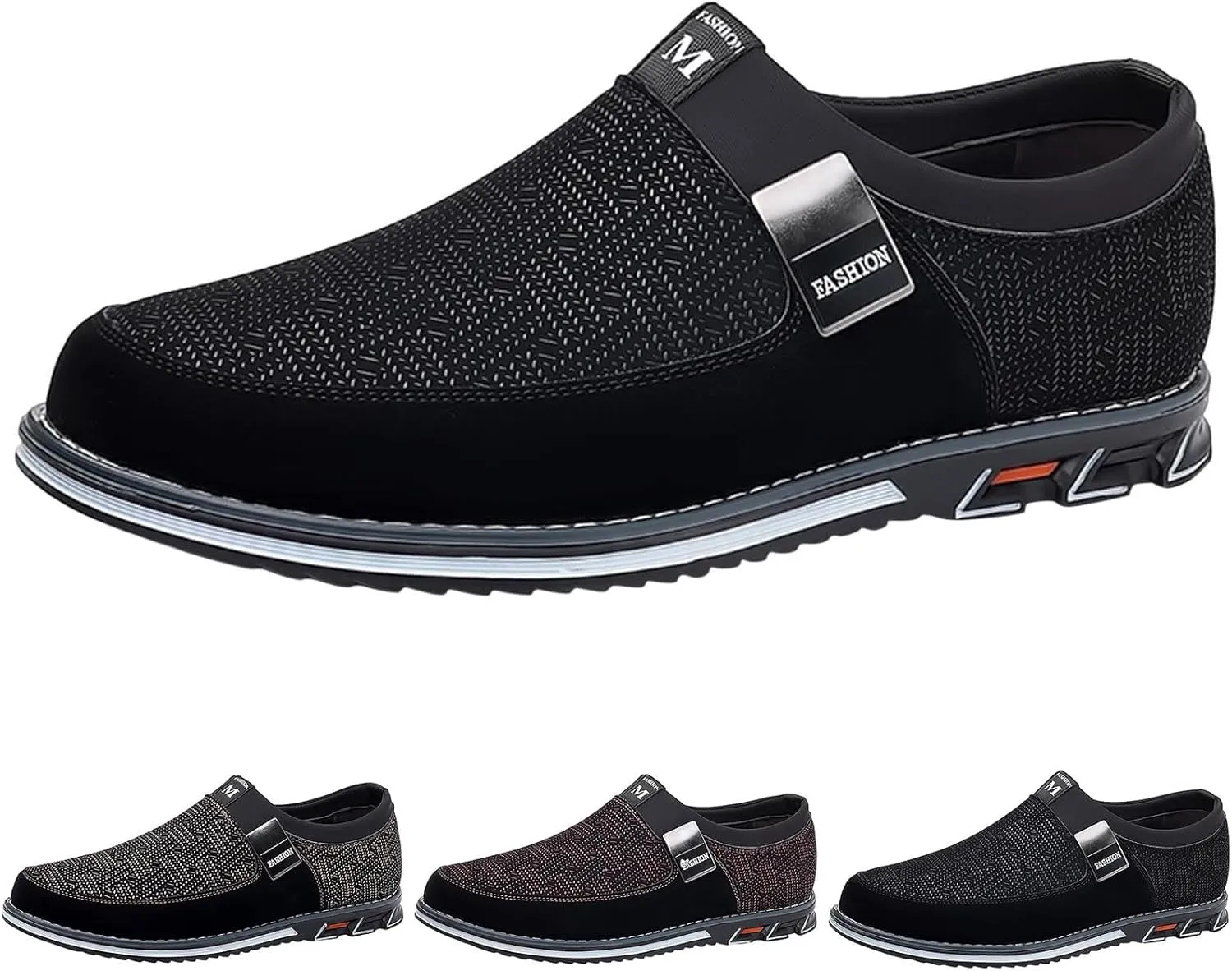 Mens Casual Formal Shoes Comfortable Non Slip Flat Walking Leather Shoes Slip on Business Formal Shoe Fashionable Dress Footwear Man Durable Work Office Shoe for Man Round Toe Sneaker