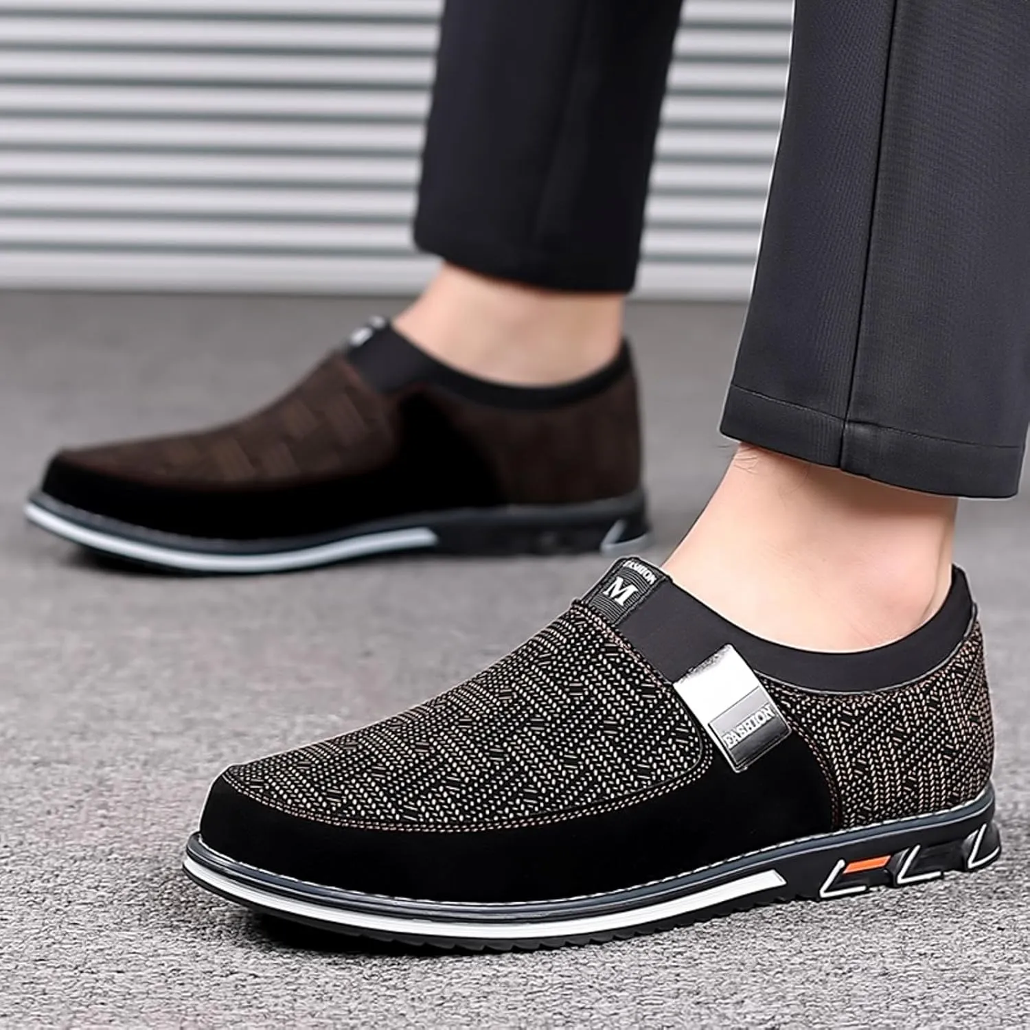 Mens Casual Formal Shoes Comfortable Non Slip Flat Walking Leather Shoes Slip on Business Formal Shoe Fashionable Dress Footwear Man Durable Work Office Shoe for Man Round Toe Sneaker