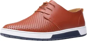 Men's Casual Oxford Shoes Walking Formal Wedding Shoes Laces-up Hollow Breathable Dress Shoes Fashion Flat Sneakers
