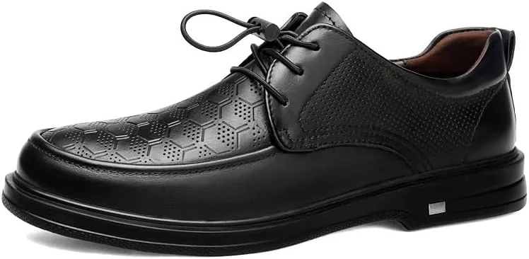 Men's Classic Formal Dress Shoes Mens Breathable Patent Leather Dress Shoes Modern Printed Wedding Office Work Derby Shoes(10.5)