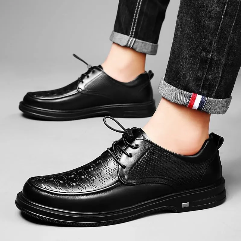 Men's Classic Formal Dress Shoes Mens Breathable Patent Leather Dress Shoes Modern Printed Wedding Office Work Derby Shoes(10.5)