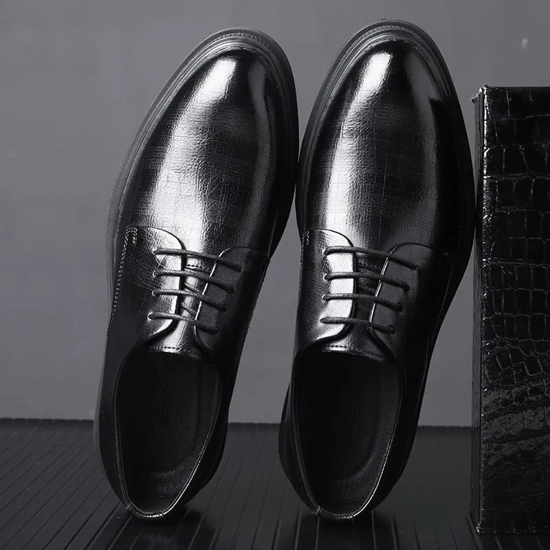 Men's Classic Lace-Up Low Top Leather Dress Shoes Comfortable Formal Men Oxfords Shoes for Business Wedding Office