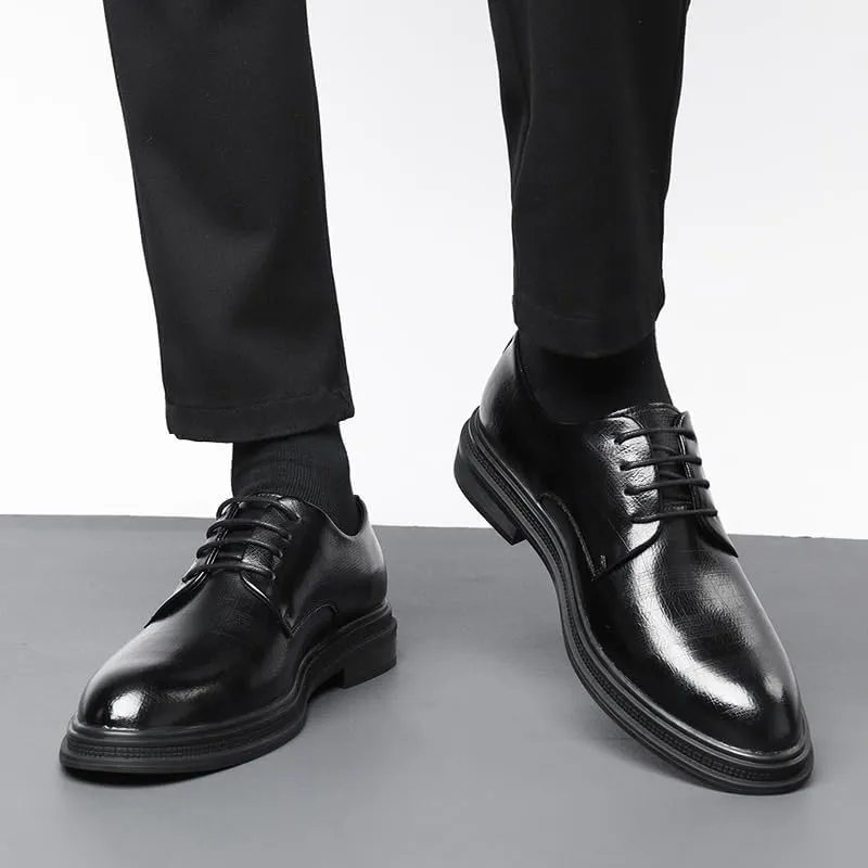 Men's Classic Lace-Up Low Top Leather Dress Shoes Comfortable Formal Men Oxfords Shoes for Business Wedding Office