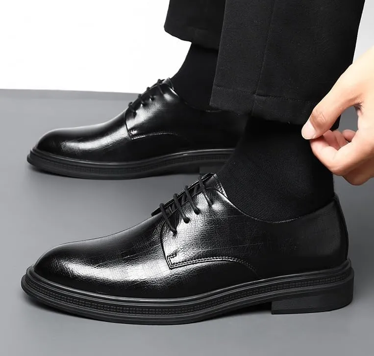 Men's Classic Lace-Up Low Top Leather Dress Shoes Comfortable Formal Men Oxfords Shoes for Business Wedding Office