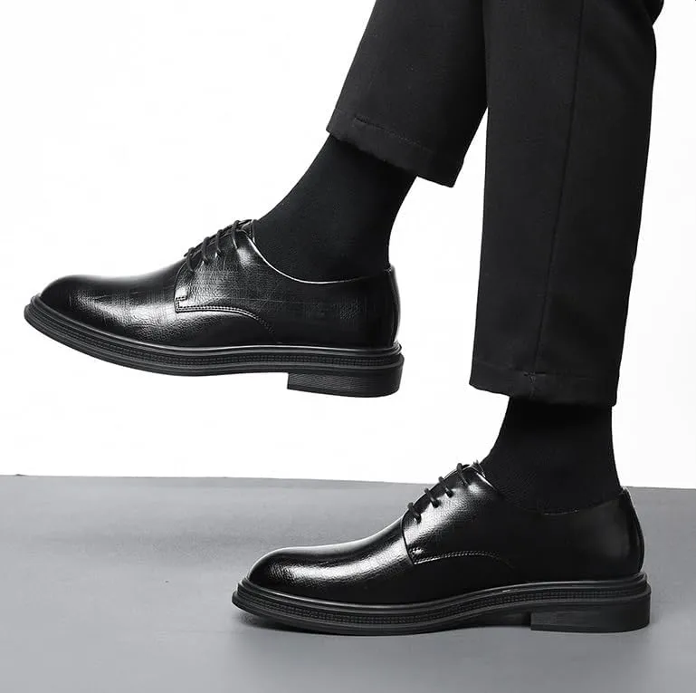 Men's Classic Lace-Up Low Top Leather Dress Shoes Comfortable Formal Men Oxfords Shoes for Business Wedding Office