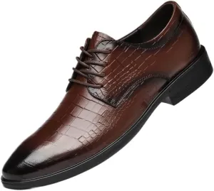 Men's Classic Oxford Shoes Fashion Classic Lace Up Low Top Leather Dress Shoes Non-Slip Softsole Walking Shoes for Men