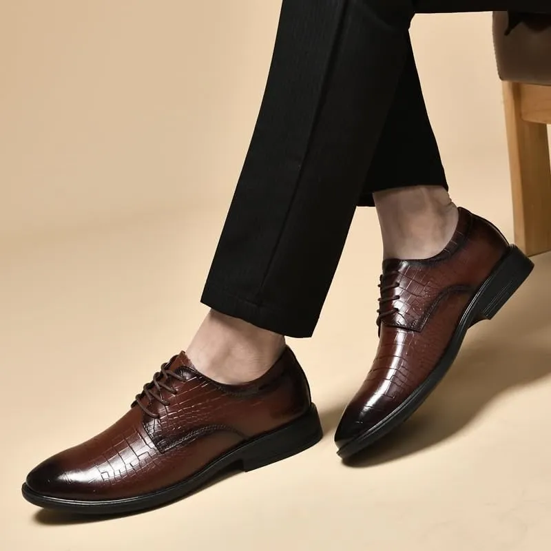 Men's Classic Oxford Shoes Fashion Classic Lace Up Low Top Leather Dress Shoes Non-Slip Softsole Walking Shoes for Men