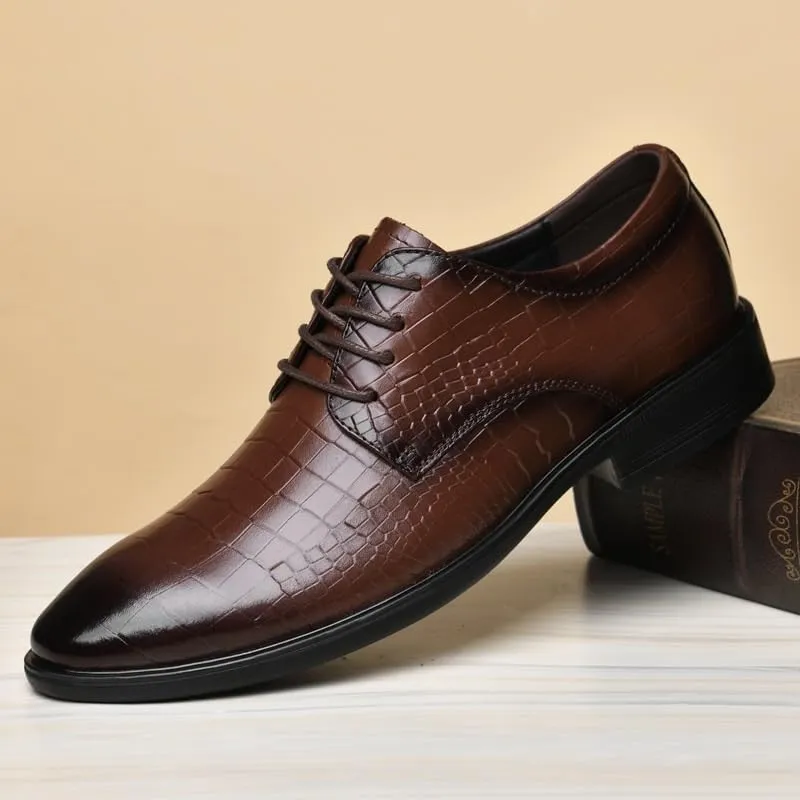 Men's Classic Oxford Shoes Fashion Classic Lace Up Low Top Leather Dress Shoes Non-Slip Softsole Walking Shoes for Men
