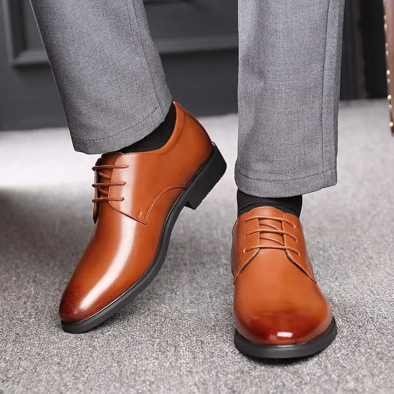 Men's Comfort Orthopedic Dress Shoes Men's Leather Brogue Wingtip Oxford Sneakers Classic Lace-Up Low Top Formal Shoes Casual Office Work Formal Dress Shoes