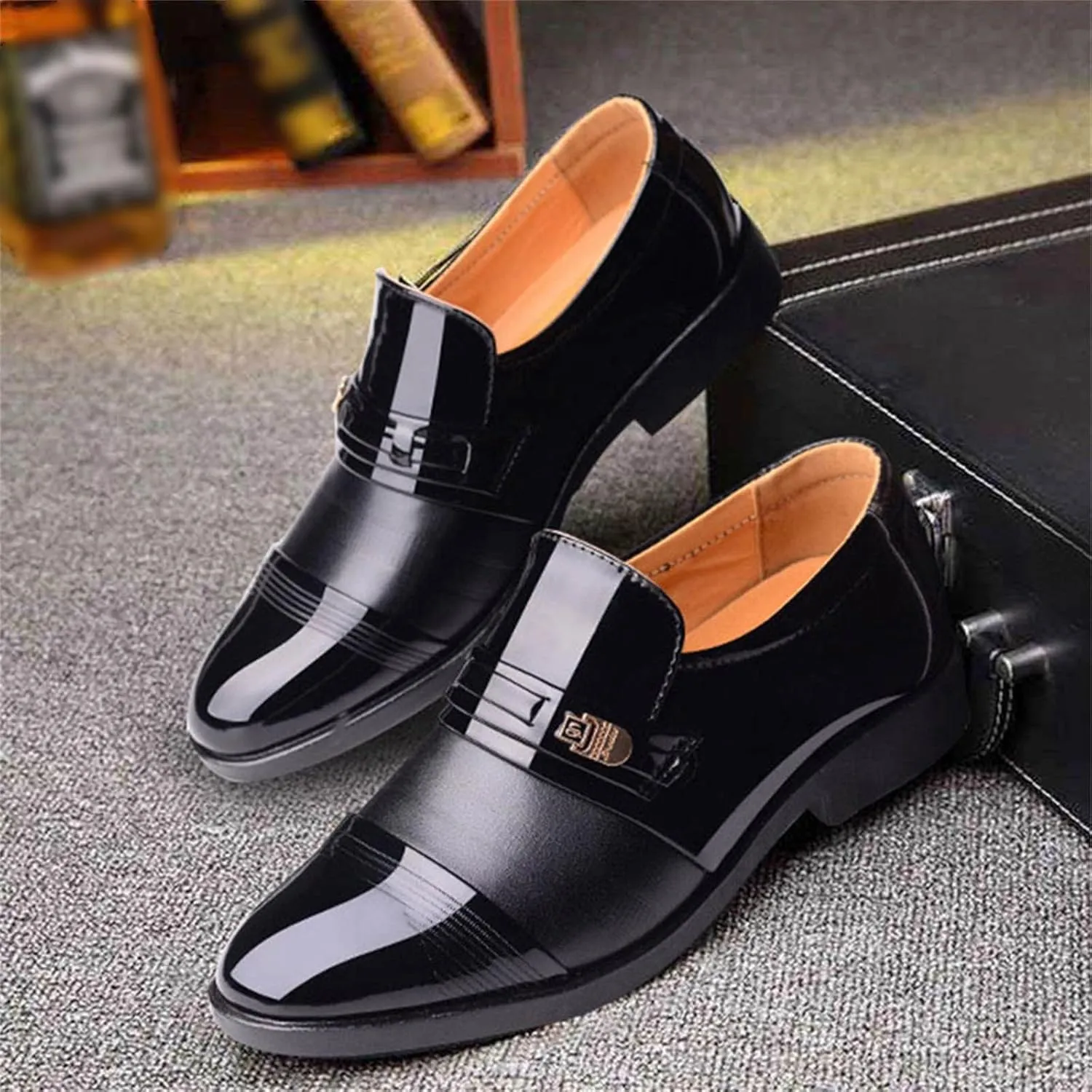 Men's Dress Shoes Classic Casual Loafers Tuxedo Oxford Shoes Formal Wedding Shoes Wide Business Penny Loafers