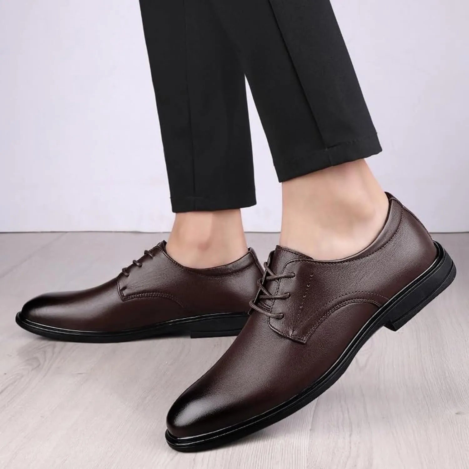 Men's Dress Shoes Faux Patent Leather Oxford Dress Shoes Classic Patent Leather Shoes for Men Office Work Low Top Dress Shoes