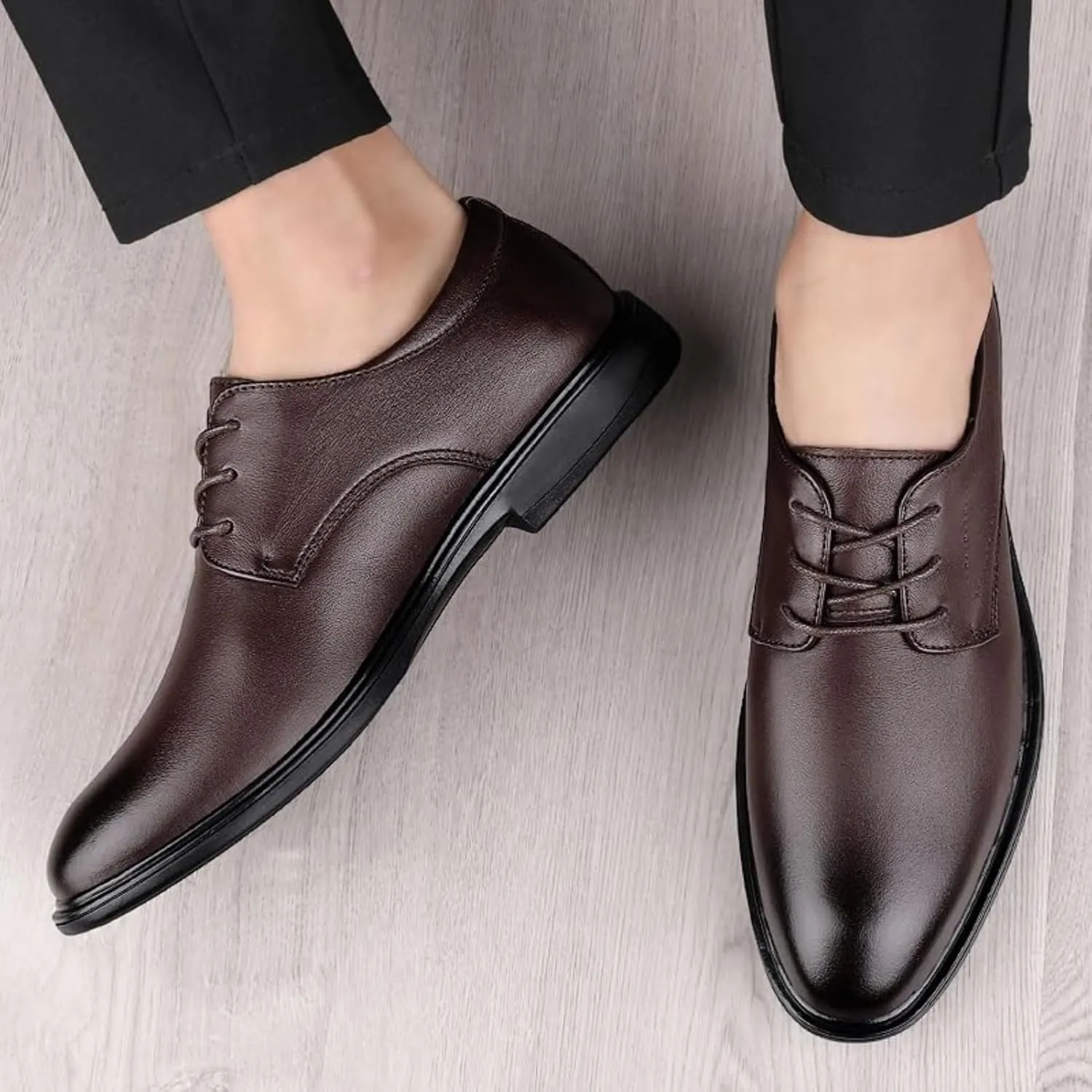 Men's Dress Shoes Faux Patent Leather Oxford Dress Shoes Classic Patent Leather Shoes for Men Office Work Low Top Dress Shoes