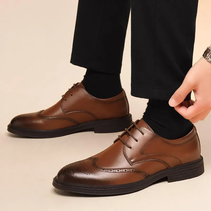Men's Dress Shoes Mens Fashion Classic Lace Up Leather Low Derby Shoes Casual Business Oxford Shoes for Men(Brown,10)