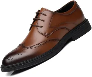 Men's Dress Shoes Mens Fashion Classic Lace Up Leather Low Derby Shoes Casual Business Oxford Shoes for Men(Brown,10)