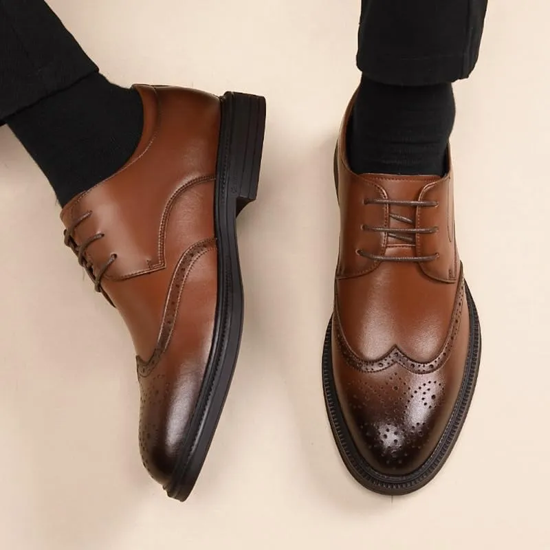 Men's Dress Shoes Mens Fashion Classic Lace Up Leather Low Derby Shoes Casual Business Oxford Shoes for Men(Brown,10)
