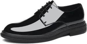 Men's Dress Shoes Pointed Toe Shiny Patent Leather Lace Up Casual Prom Party Oxfords Shoes for Men