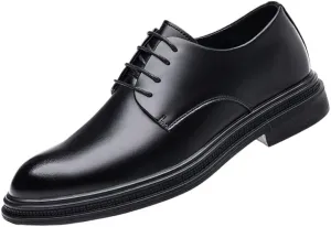 Men's Genuine Leather Dress Shoes Comfortable Pointed Toe Lace-up Non-Slip Business Oxford Shoes Outdoor Casual Derby Shoes for Men(7.5)