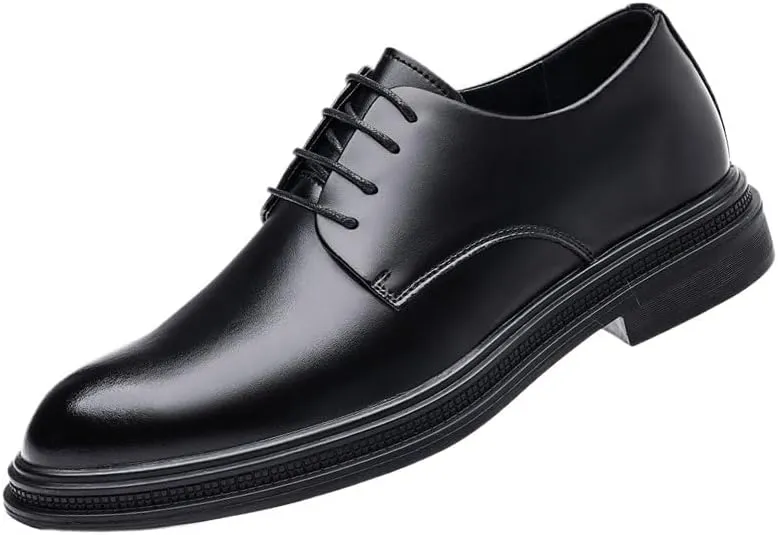Men's Genuine Leather Dress Shoes Comfortable Pointed Toe Lace-up Non-Slip Business Oxford Shoes Outdoor Casual Derby Shoes for Men(7.5)