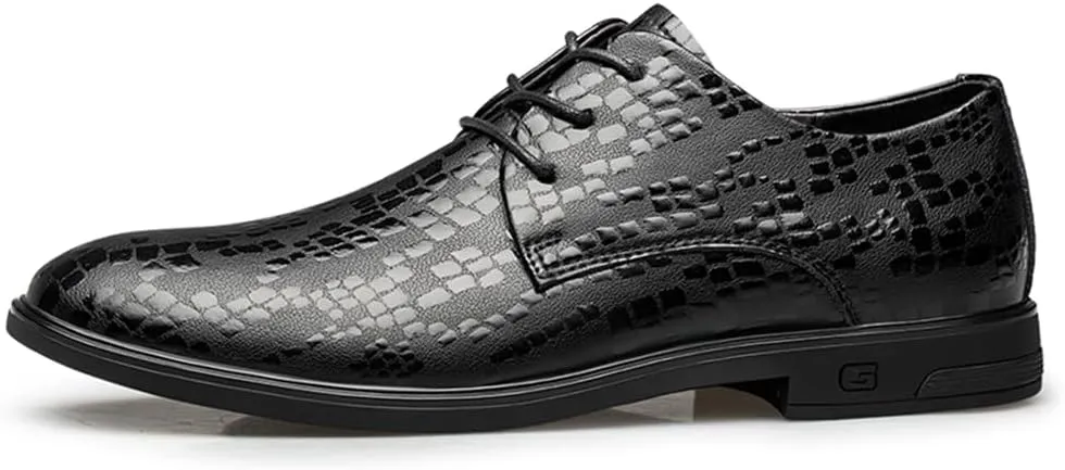 Men's Genuine Leather Dress Shoes Formal Business Oxfords Pointed Toe Lace Up Derby Shoes