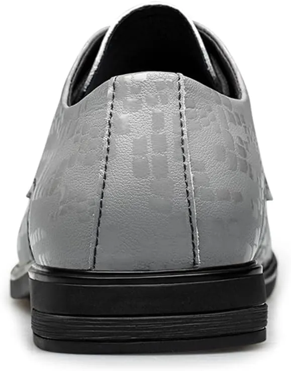 Men's Genuine Leather Dress Shoes Formal Business Oxfords Pointed Toe Lace Up Derby Shoes