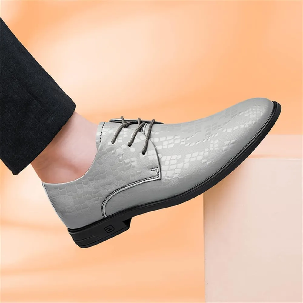 Men's Genuine Leather Dress Shoes Formal Business Oxfords Pointed Toe Lace Up Derby Shoes