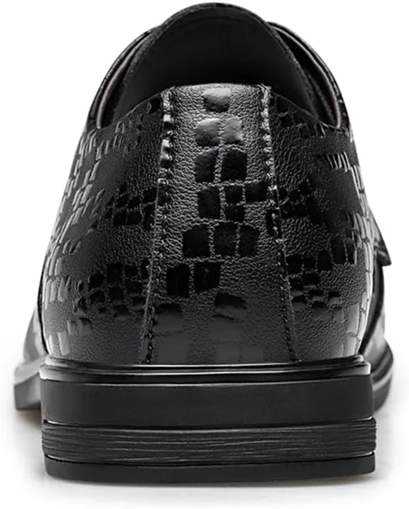 Men's Genuine Leather Dress Shoes Formal Business Oxfords Pointed Toe Lace Up Derby Shoes