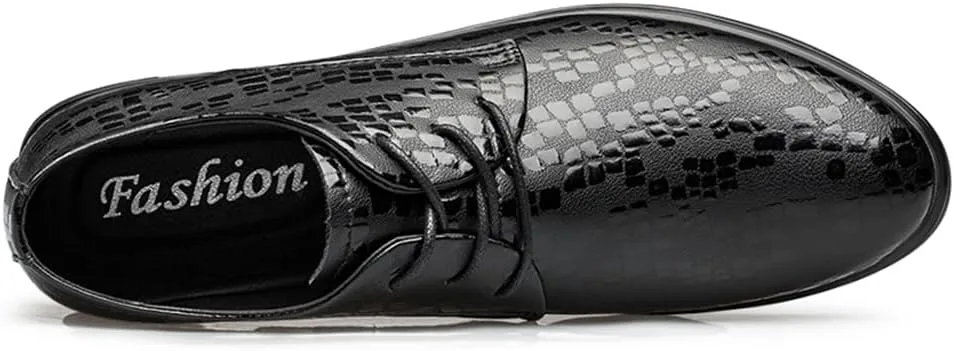 Men's Genuine Leather Dress Shoes Formal Business Oxfords Pointed Toe Lace Up Derby Shoes